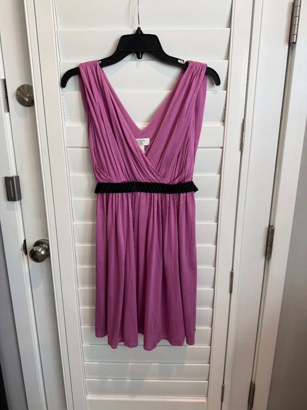 Loft Pink‎ Orchid Jersey, Pleated Faux Wrap V-Neck Sleeveless Dress: XSP